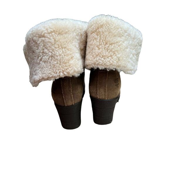 Ugg Australia Womens Zea Brown Leather Waterproof Wedge Boots Size 8 - Picture 6 of 8